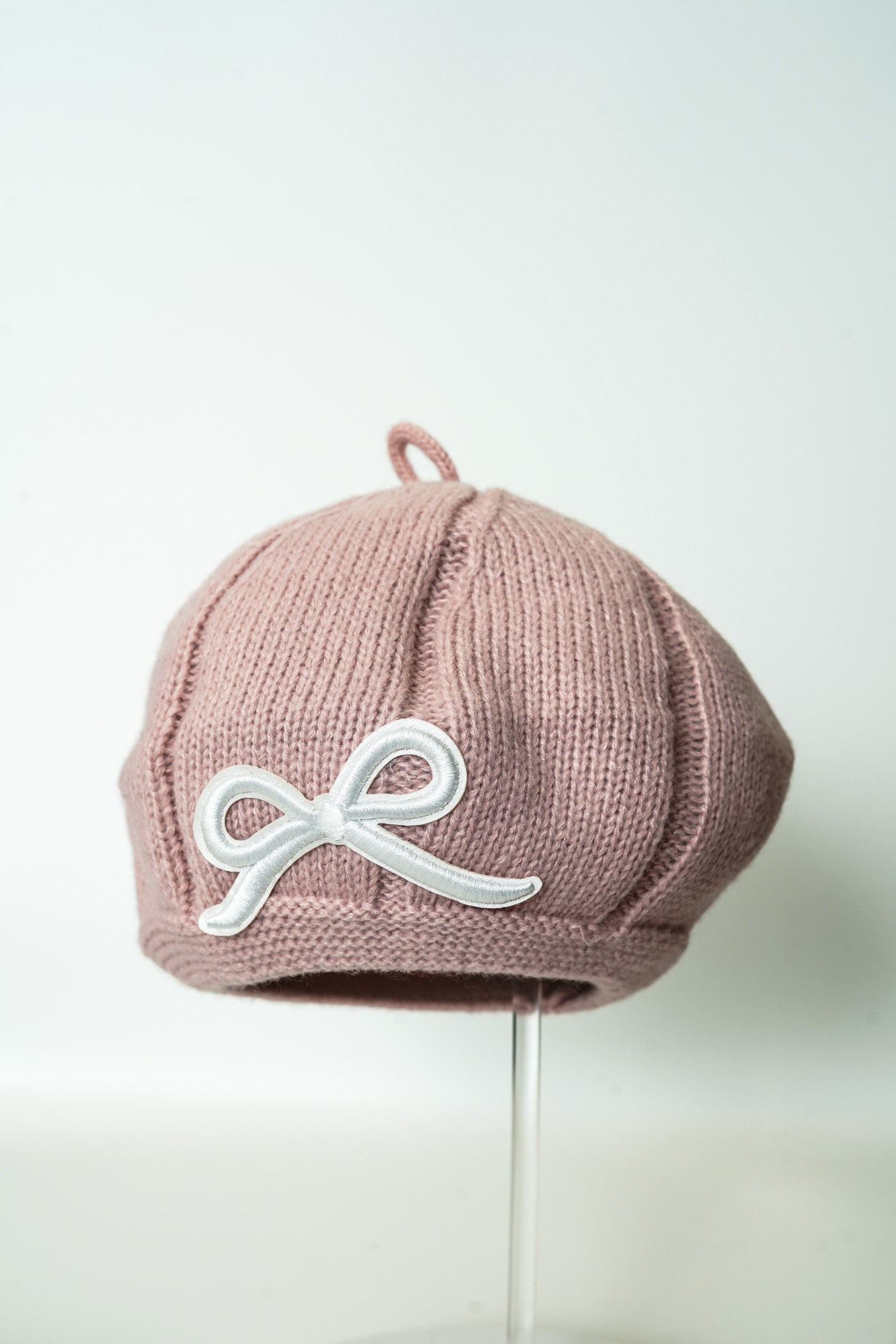 Elegant Bow Knit Beret for Kids