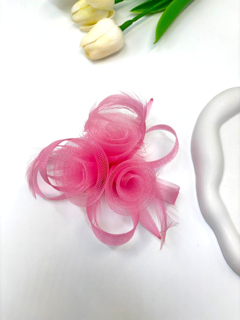 Elegant Mesh Rose Hair Clip – Hair Fascinator