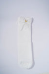 White Ribbed Socks with Metallic White Bow