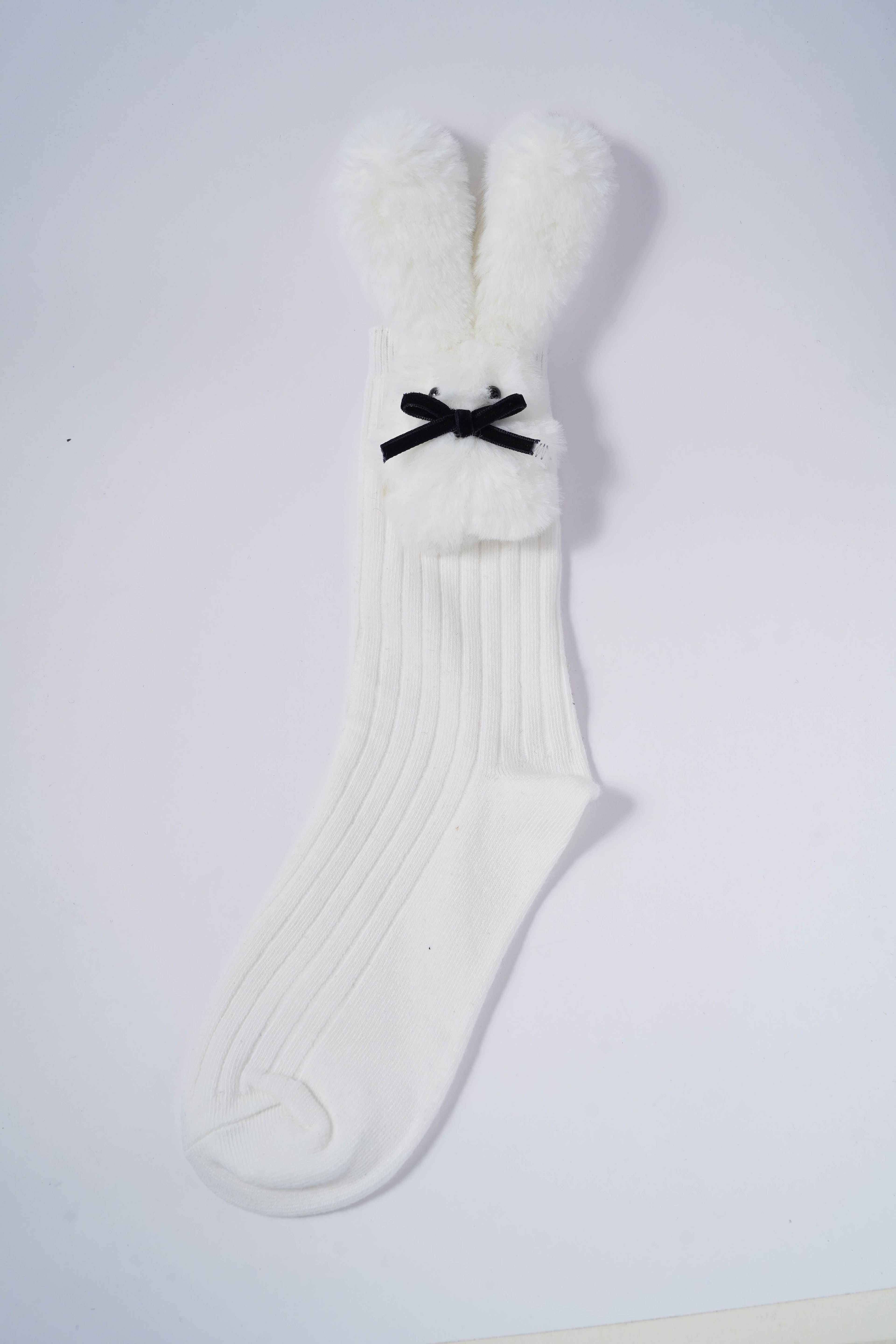 Socks with Plush White Bunny Ears