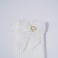 White Ribbed Socks with Metallic White Bow