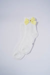 White Kids' Socks with Big Yellow Bow