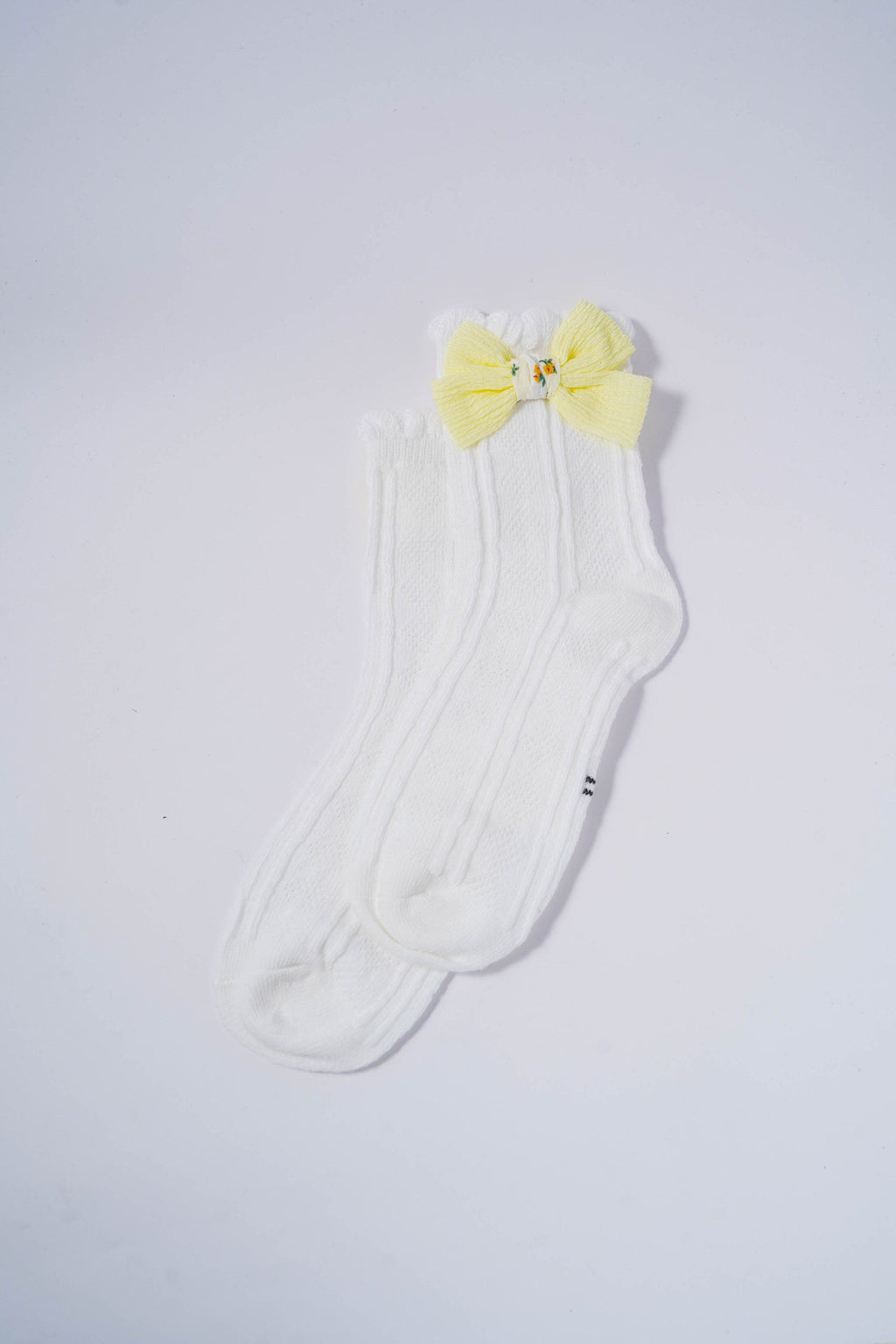 White Kids' Socks with Big Yellow Bow