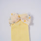 Yellow Ribbed Socks with Floral Tulle Bow