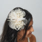 Elegant Tulle Hair Clip with Pearl Loops & Ribbon Bow Party & Wedding Hair Accessory