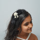 Black Velvet Bow Pearl Cluster Embellishment Hairband