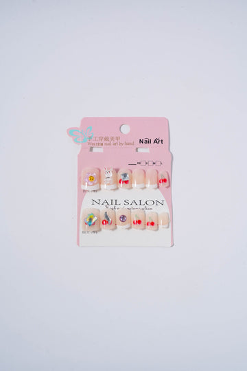 Bunny cherry diamond nails