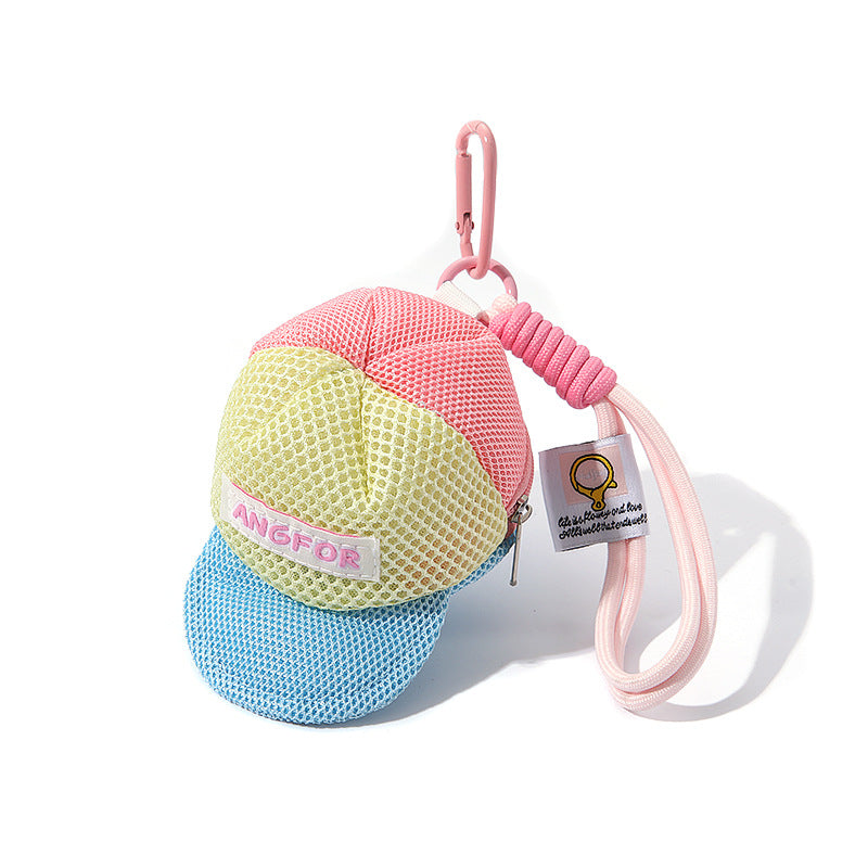 Mini Cap Coin Pouch Keychain – Colorful Gen-Z Mesh Hat Mini Bag