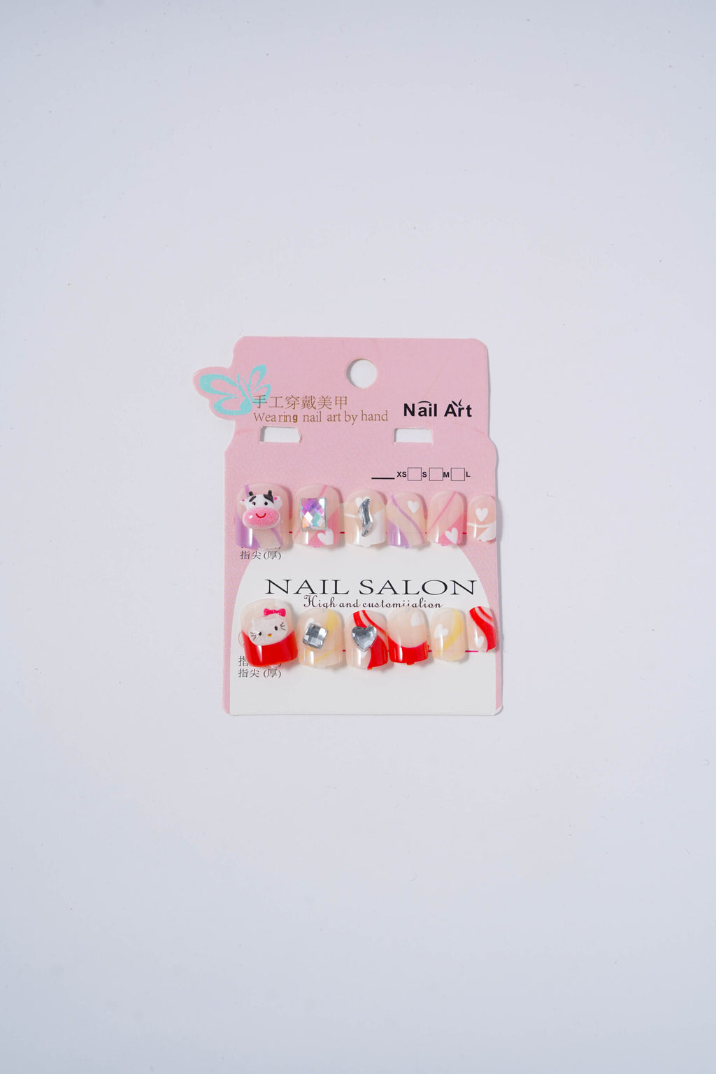 Cow & Kitty Diamond studded nails