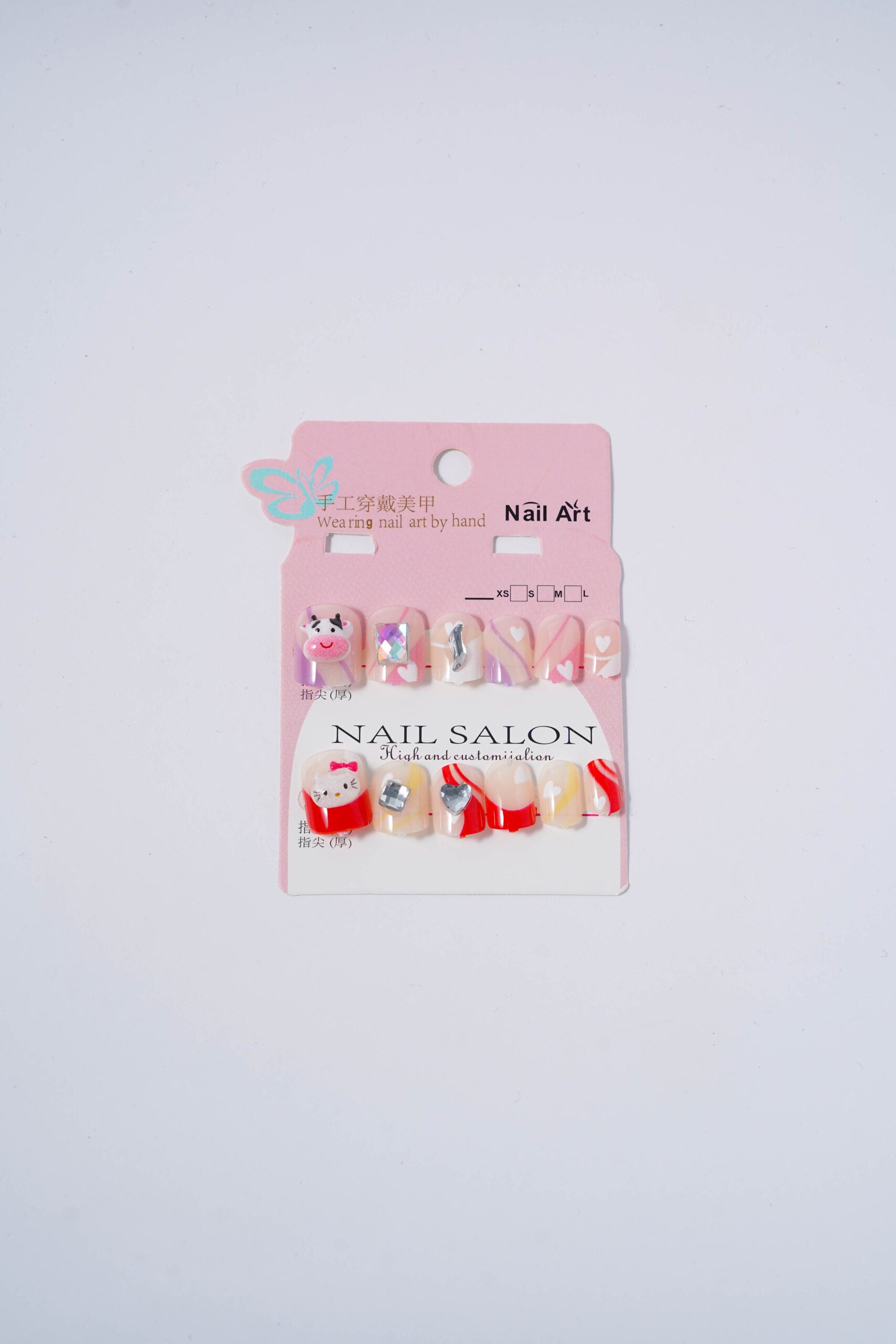 Cow & Kitty Diamond studded nails