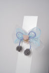 Glitter Bow Hair Clip with Pink Teddy & Pom-Poms Cute Party Hair Accessory for Girls