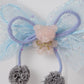 Glitter Bow Hair Clip with Pink Teddy & Pom-Poms Cute Party Hair Accessory for Girls