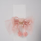 Glitter Bow Hair Clip with Pink Teddy & Pom-Poms Cute Party Hair Accessory for Girls