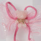 Glitter Bow Hair Clip with Pink Teddy & Pom-Poms Cute Party Hair Accessory for Girls