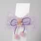 Glitter Bow Hair Clip with Pink Teddy & Pom-Poms Cute Party Hair Accessory for Girls