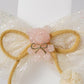 Glitter Bow Hair Clip with Pink Teddy & Pom-Poms Cute Party Hair Accessory for Girls