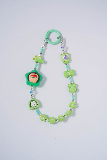 Kawaii Green Star & flowers Phone Charm