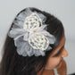 Elegant Tulle Hair Clip with Pearl Loops & Ribbon Bow Party & Wedding Hair Accessory