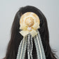 Vintage Mini Straw Hat Hair Clip with Lace, Pearls & Bow Cute Retro Hair Accessory