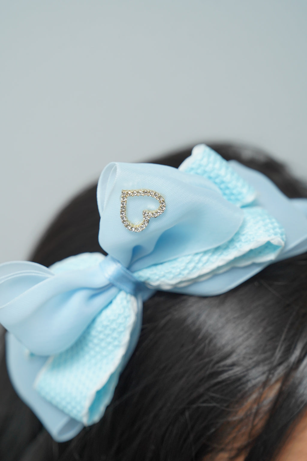 Bow Headband Textured Layers with Heart Charm