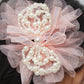 Elegant Tulle Hair Clip with Pearl Loops & Ribbon Bow Party & Wedding Hair Accessory
