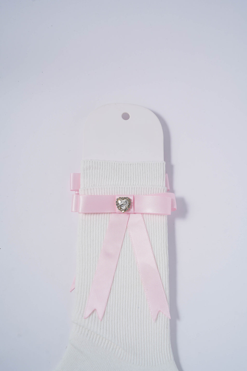 Satin Ribbon & Diamond Heart Charm Socks