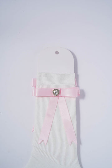 Satin Ribbon & Diamond Heart Charm Socks
