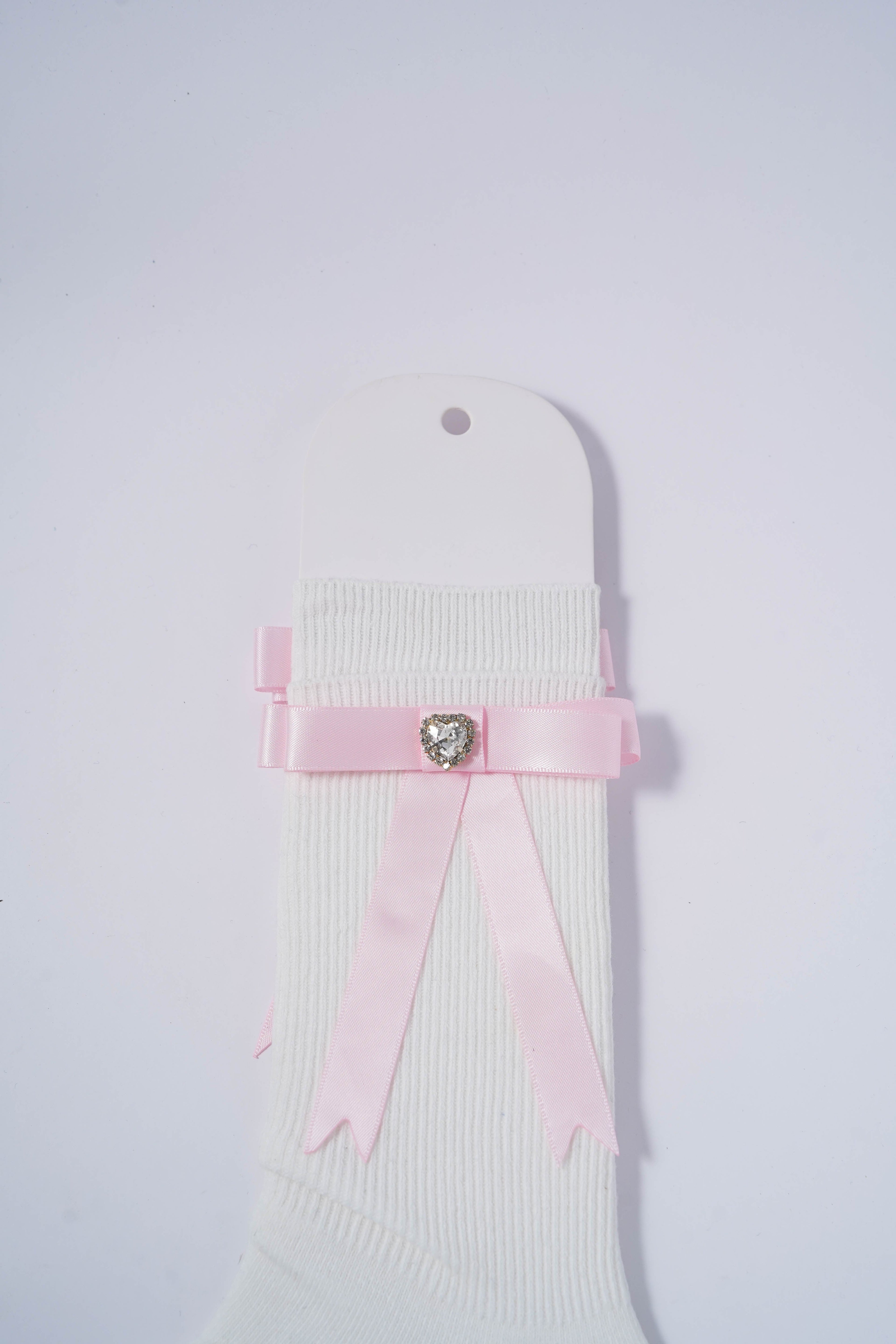 Satin Ribbon & Diamond Heart Charm Socks