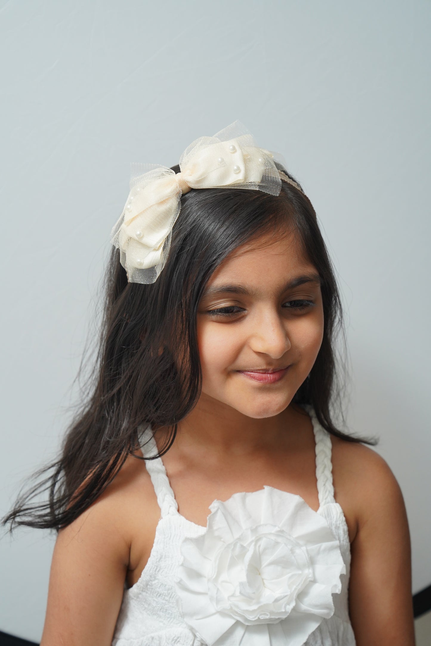 Bow Headband Pearl & Net Design