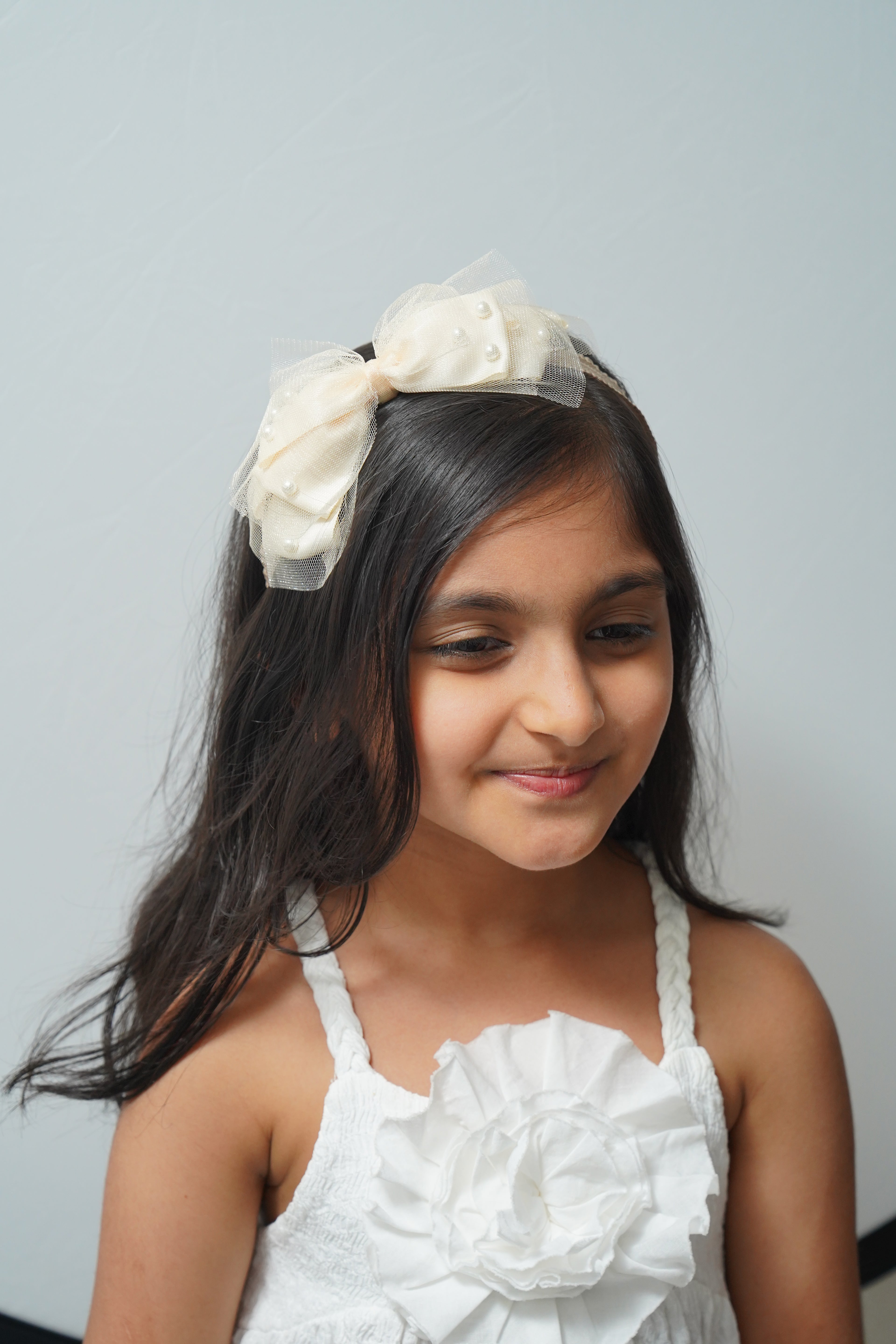 Bow Headband Pearl & Net Design