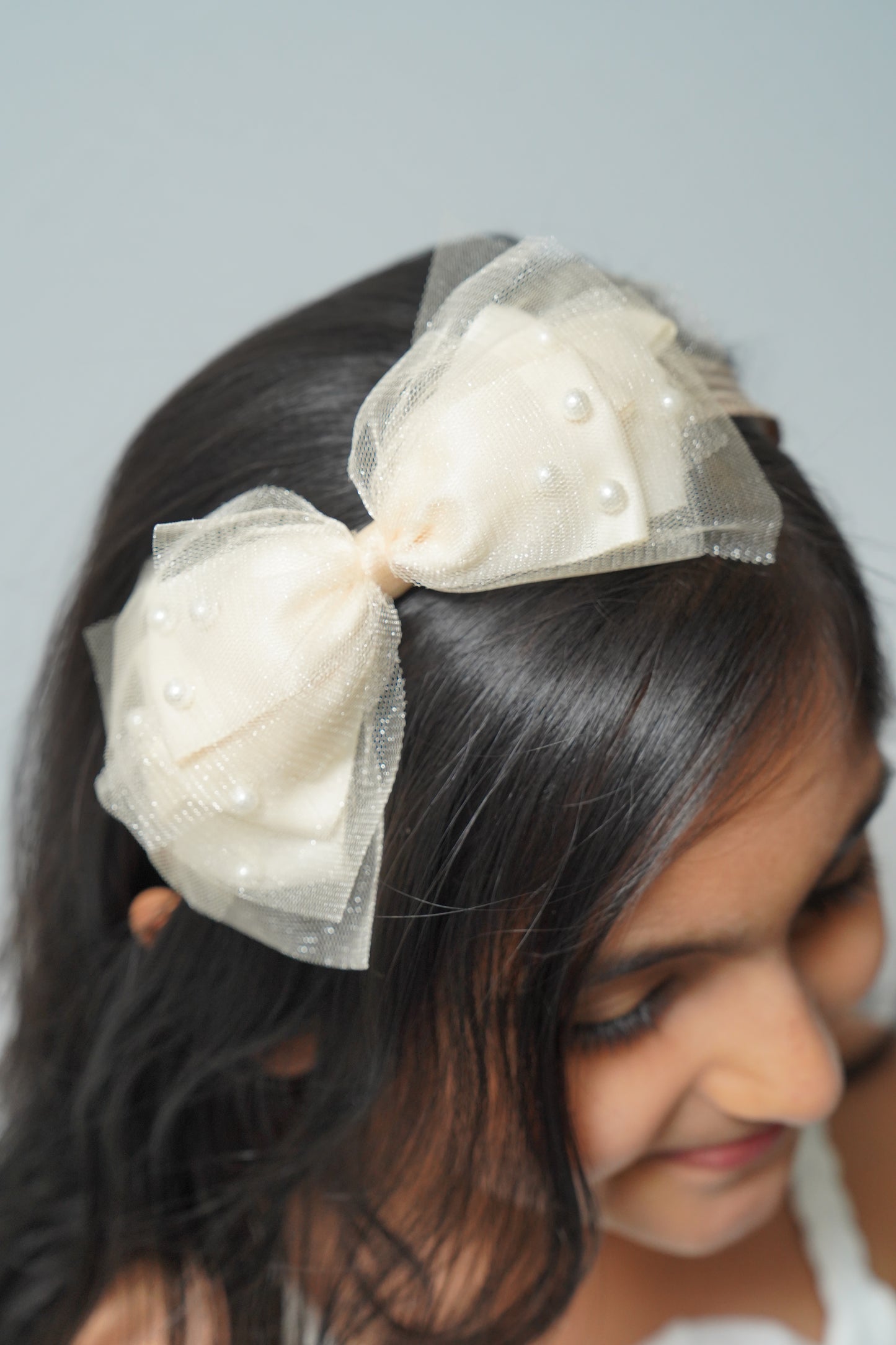 Bow Headband Pearl & Net Design