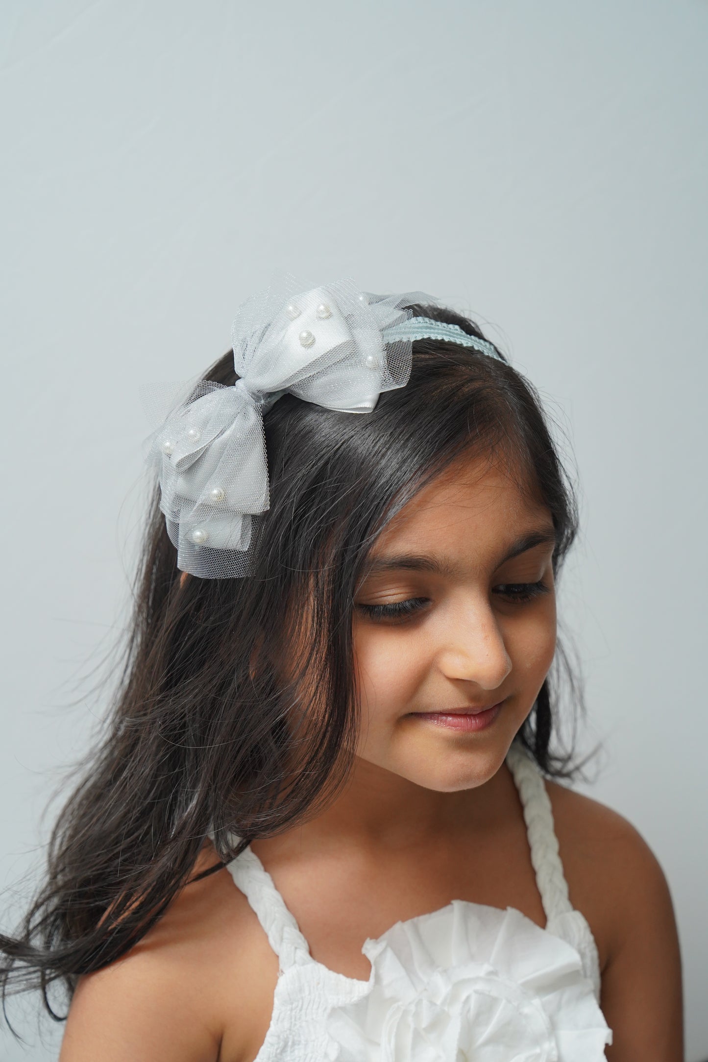 Bow Headband Pearl & Net Design