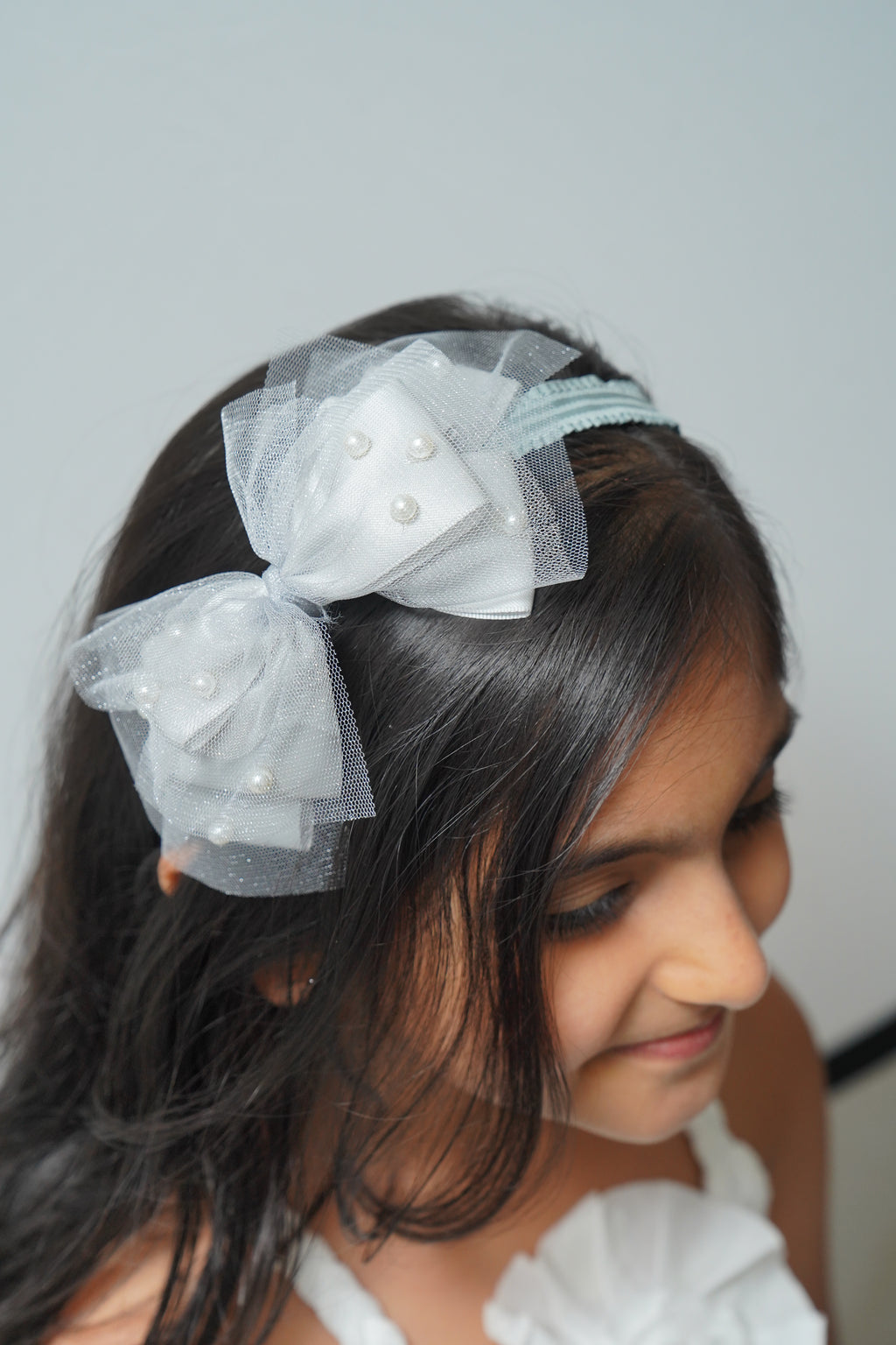 Bow Headband Pearl & Net Design