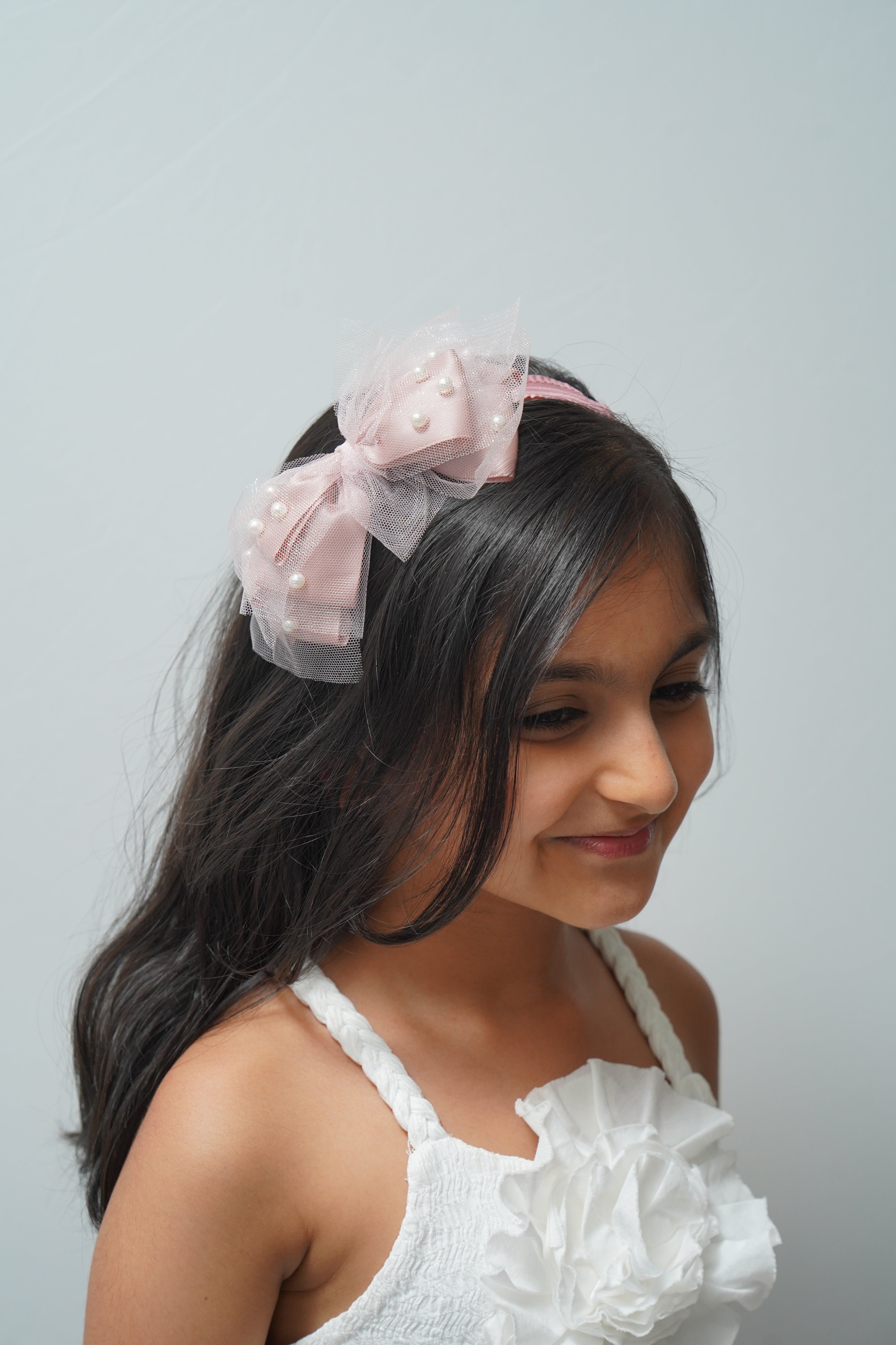 Bow Headband Pearl & Net Design