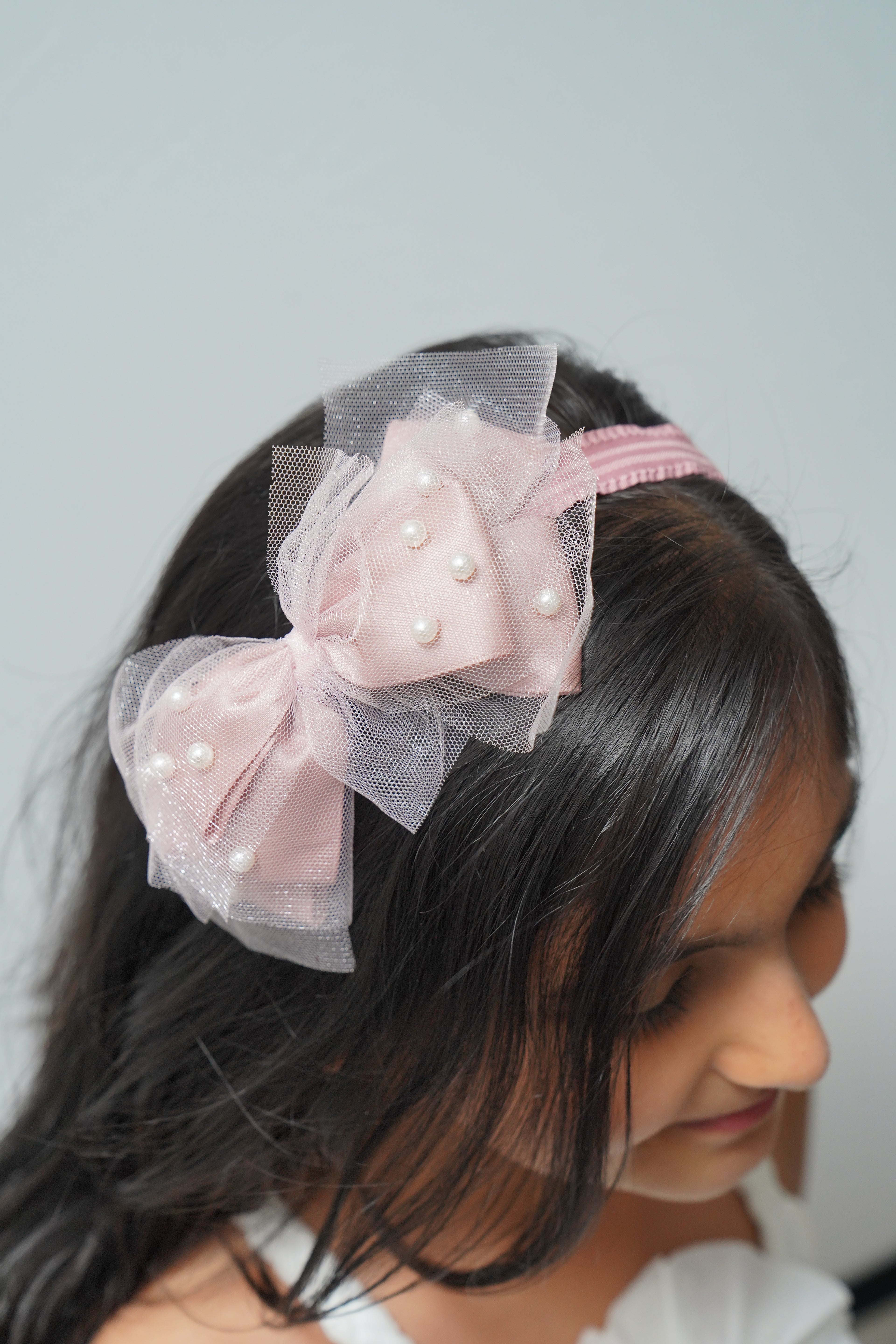 Bow Headband Pearl & Net Design