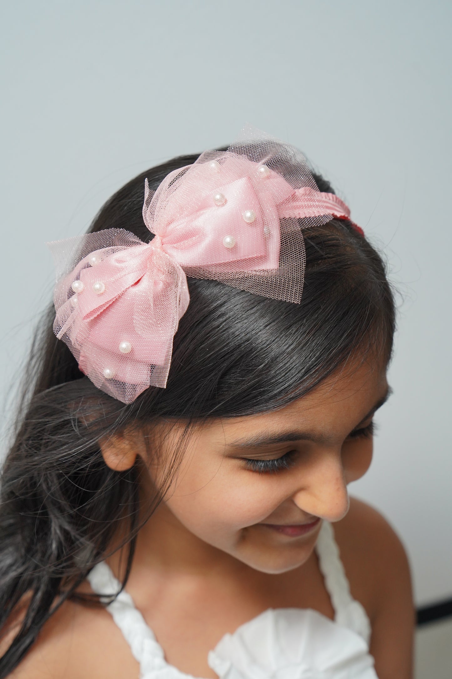 Bow Headband Pearl & Net Design