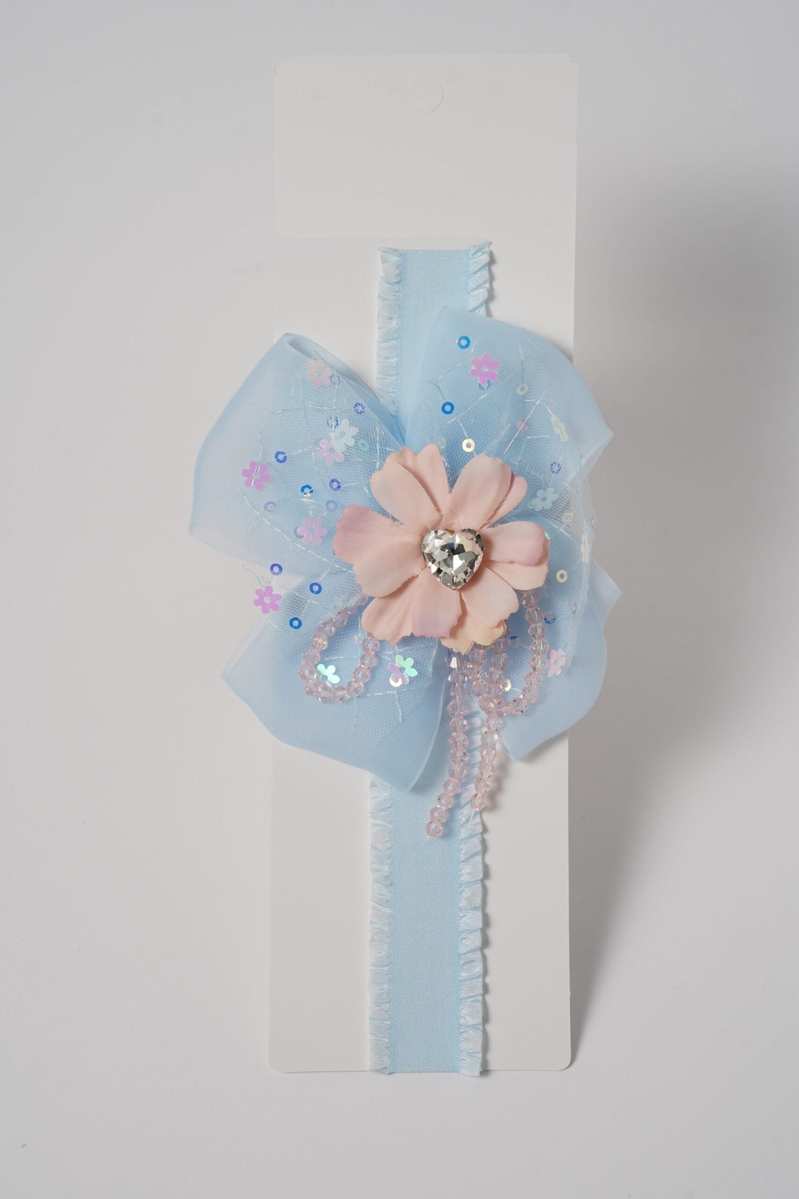 Sequin flower & Gem Centerpiece Headband