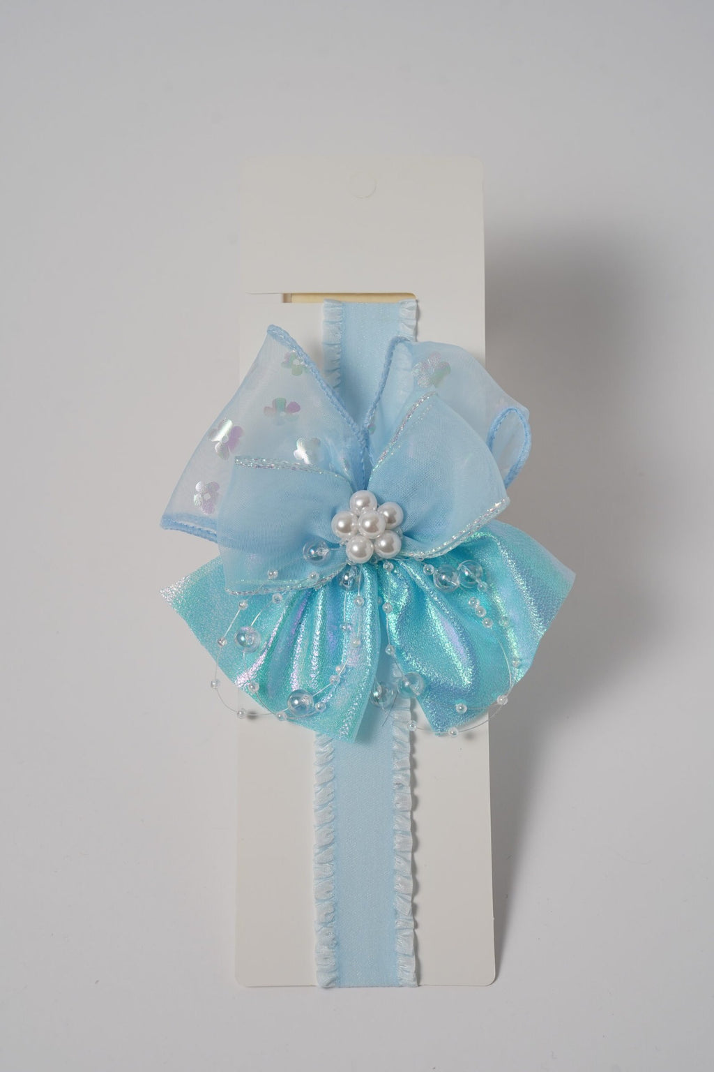 Pearl Bow Shimmer Organza & Bead Detailing