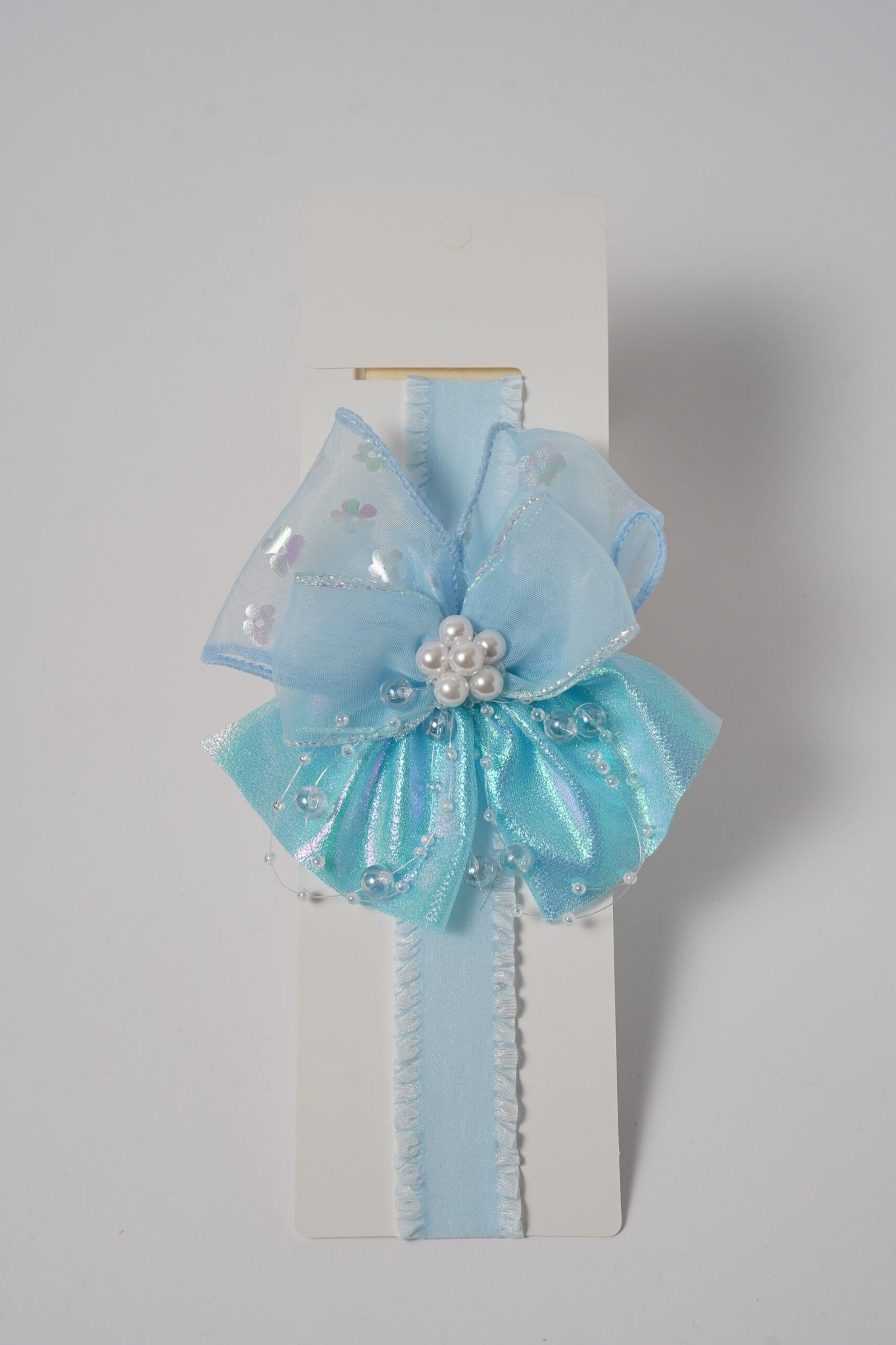 Pearl Bow Shimmer Organza & Bead Detailing
