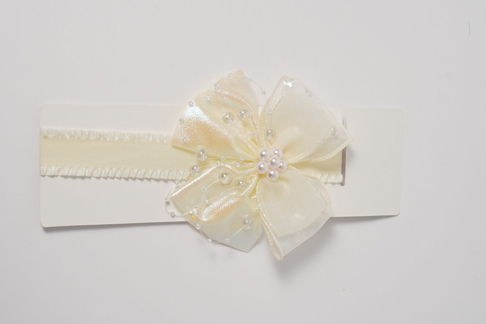Pearl Bow Shimmer Organza & Bead Detailing