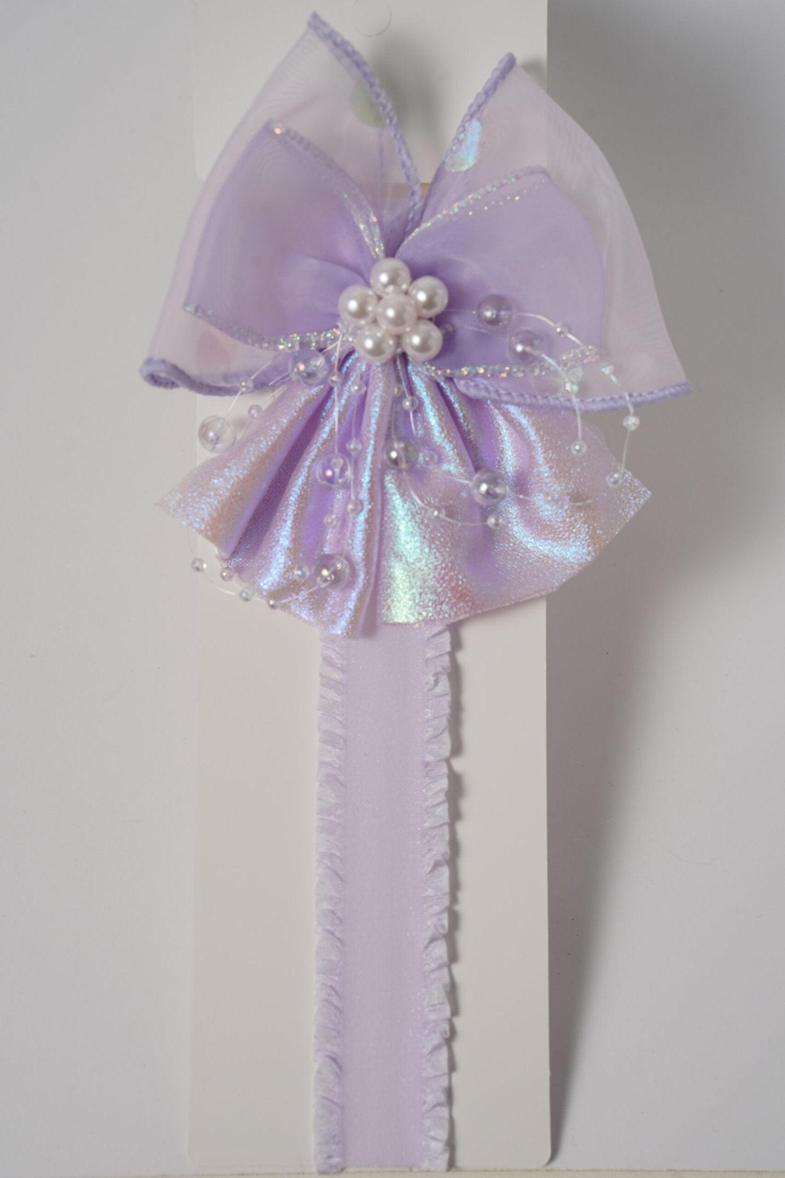 Pearl Bow Shimmer Organza & Bead Detailing
