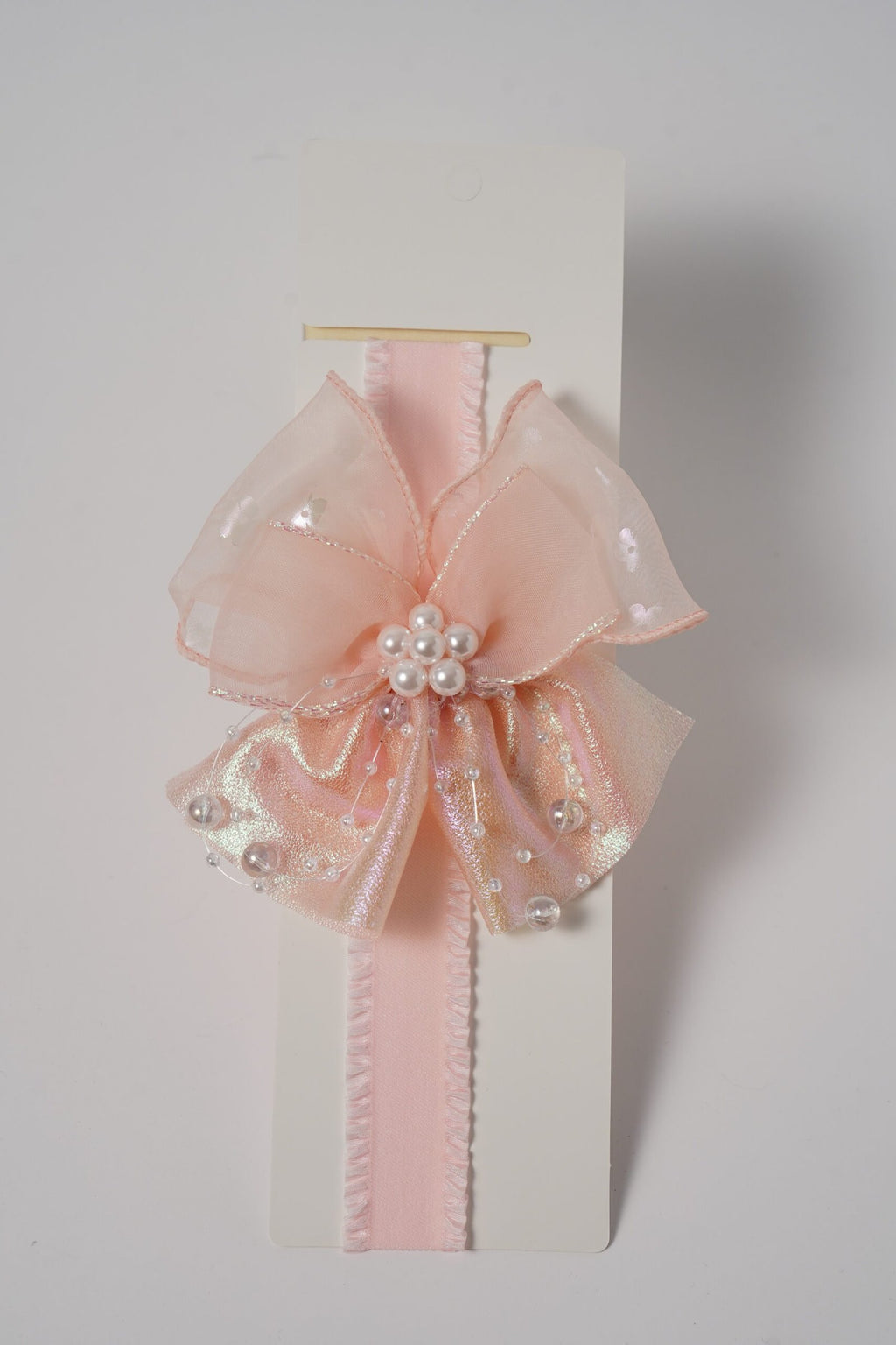 Pearl Bow Shimmer Organza & Bead Detailing