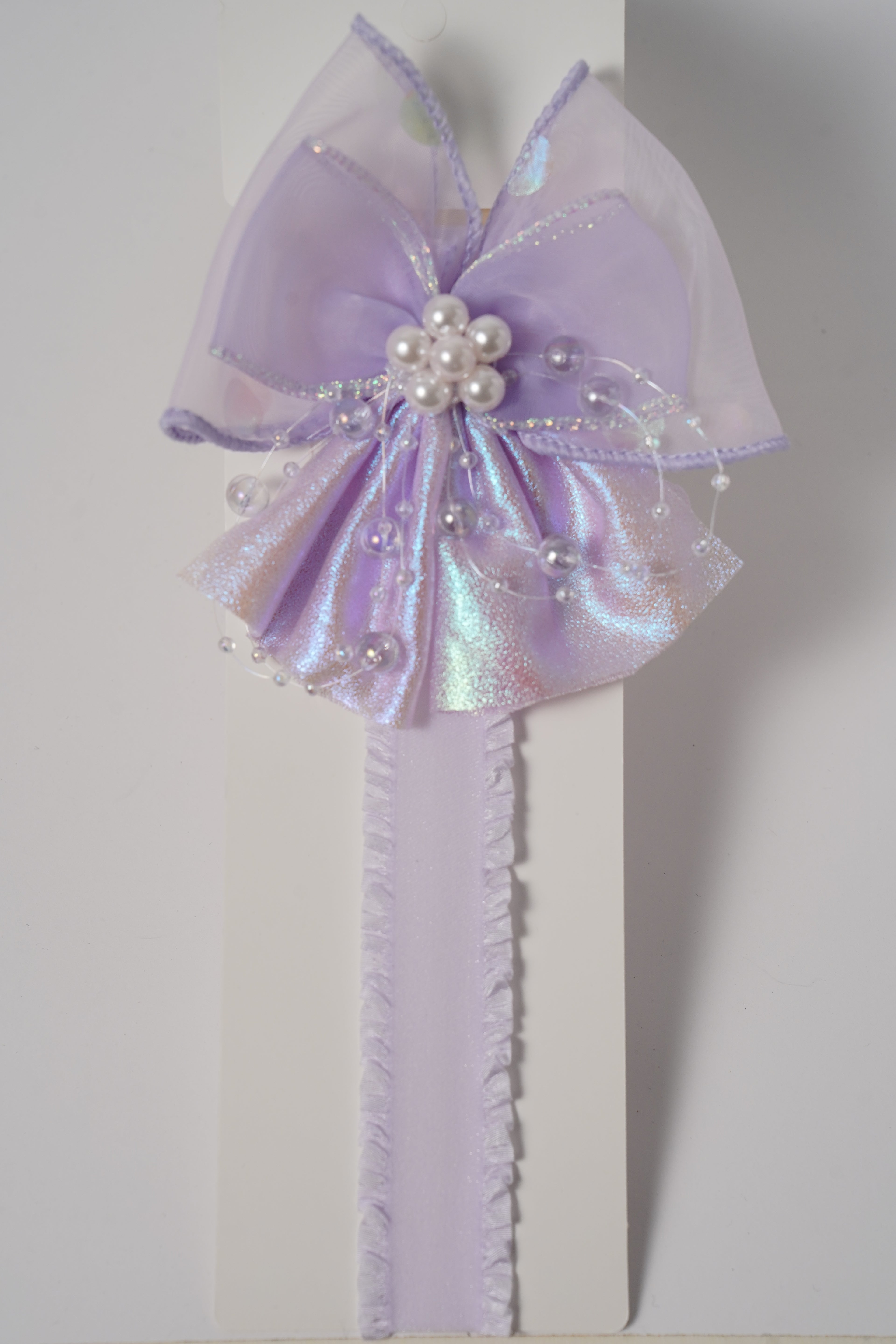 Pearl Bow Shimmer Organza & Bead Detailing