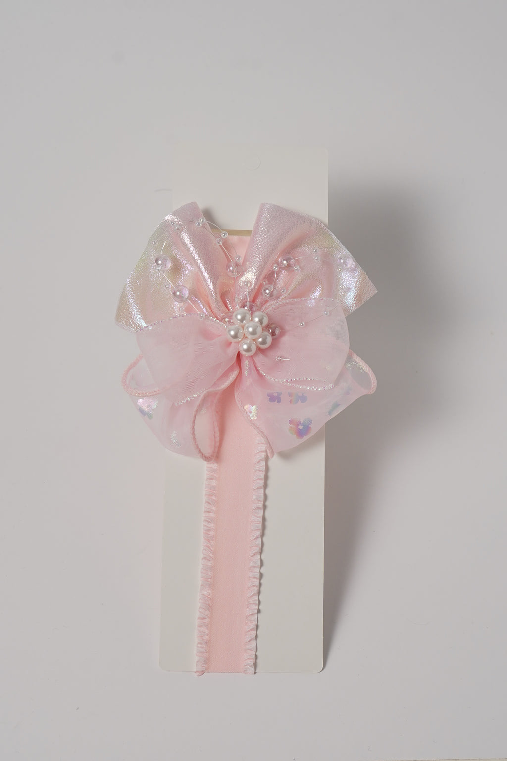 Pearl Bow Shimmer Organza & Bead Detailing
